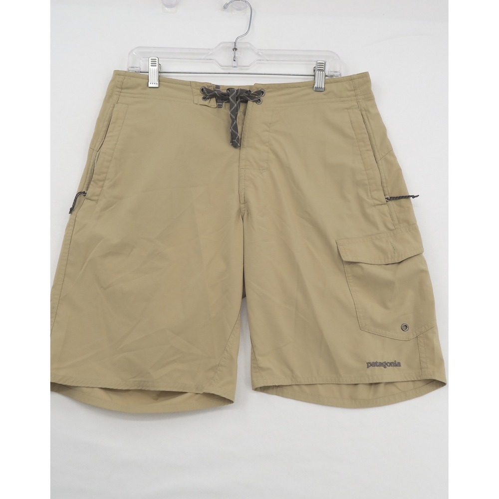 Patagonia Mens 32 Tan Khaki Ripstop Board Shorts Cargo Hiking Water 86565SP13